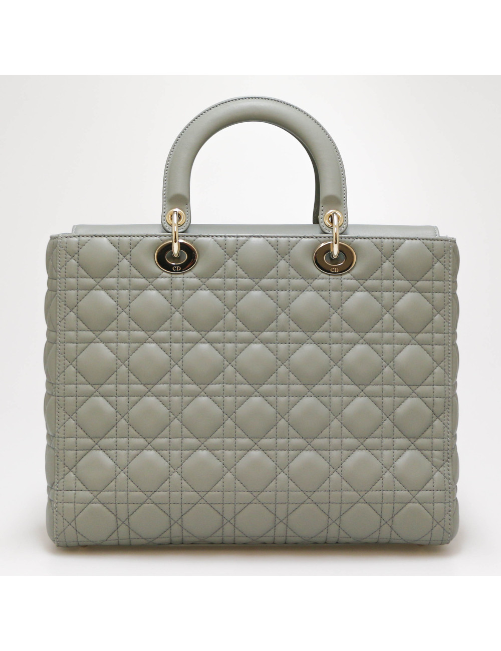 Sac Lady Dior Large CHRISTIAN DIOR cuir gris GM