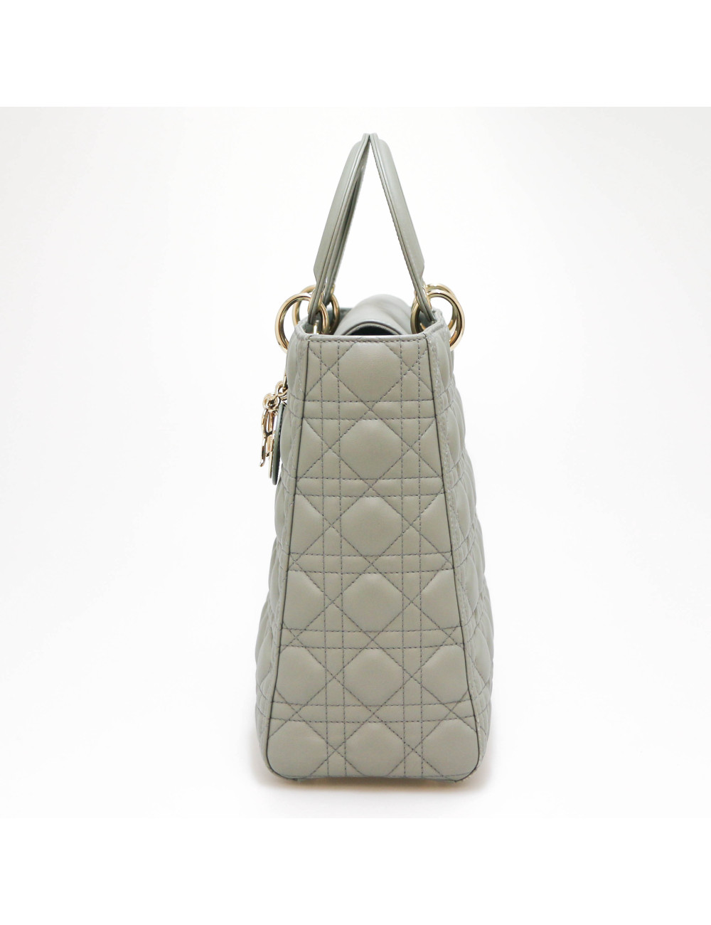 Sac Lady Dior Large CHRISTIAN DIOR cuir gris GM