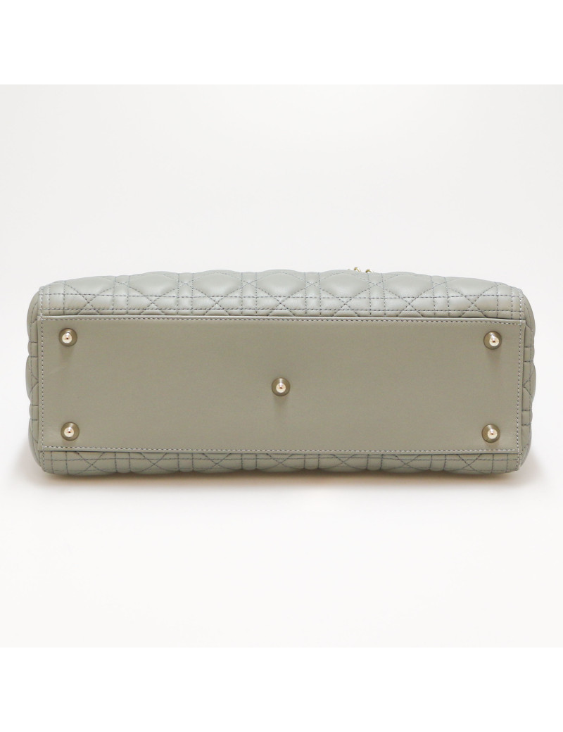 Sac Lady Dior Large CHRISTIAN DIOR cuir gris GM