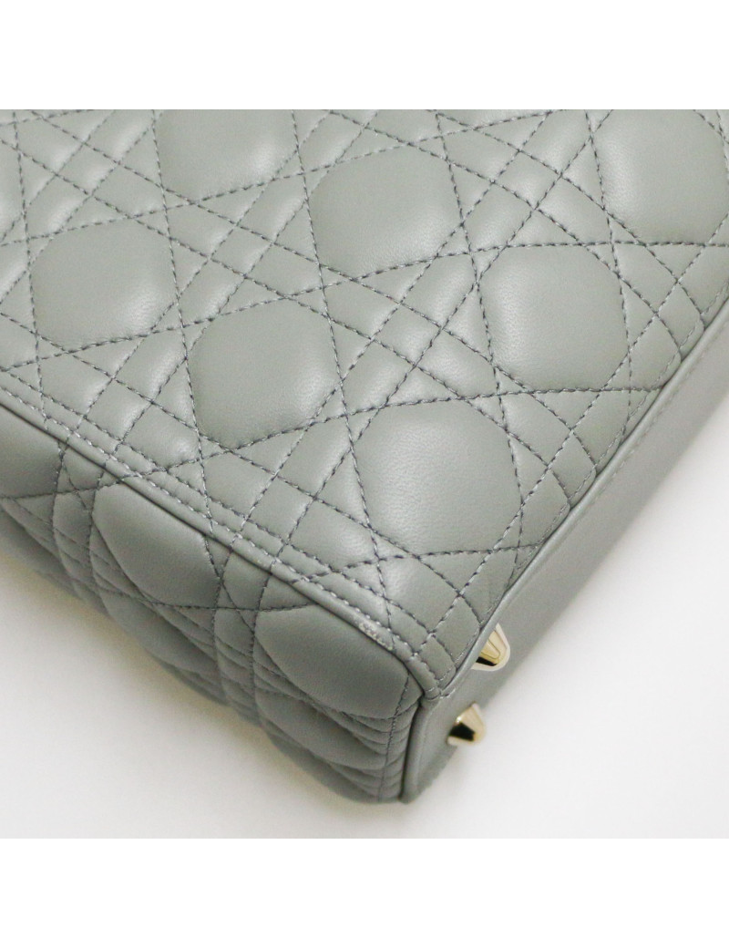 Sac Lady Dior Large CHRISTIAN DIOR cuir gris GM