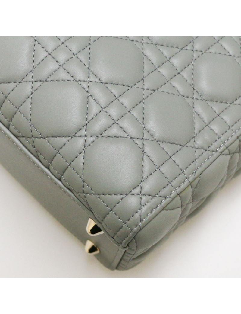 Sac Lady Dior Large CHRISTIAN DIOR cuir gris GM