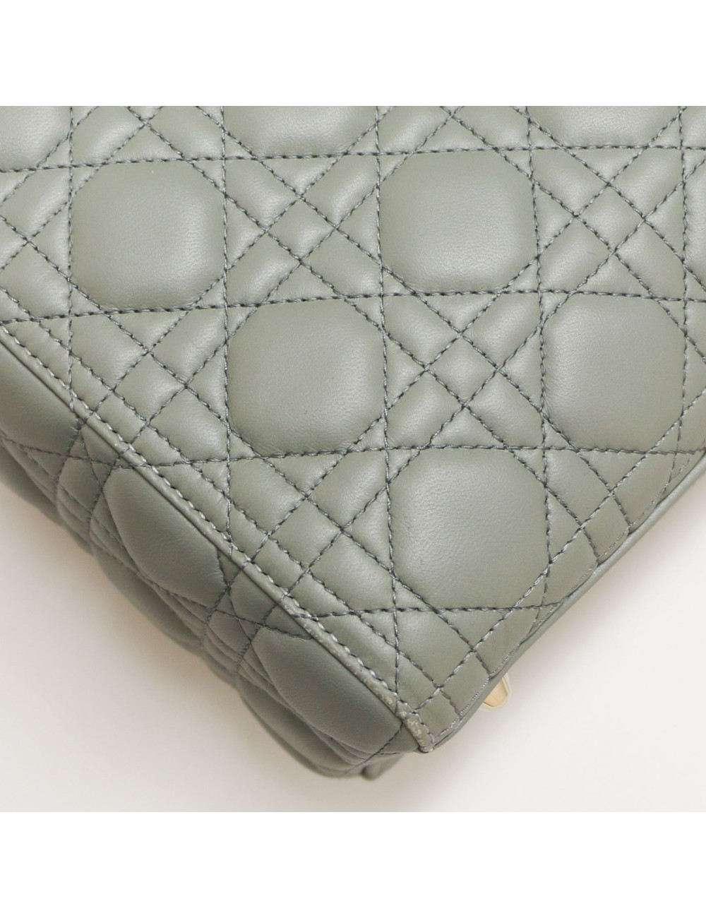 Sac Lady Dior Large CHRISTIAN DIOR cuir gris GM