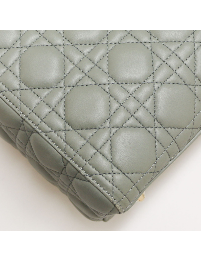 Sac Lady Dior Large CHRISTIAN DIOR cuir gris GM