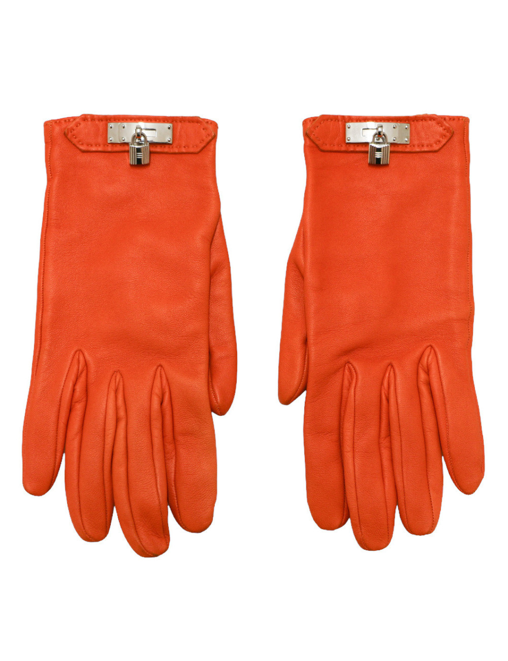 Gants HERMES 6.5 cuir d'agenau orange