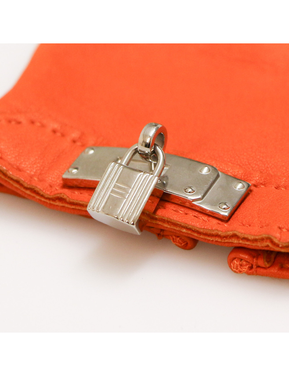 Gants HERMES 6.5 cuir d'agenau orange