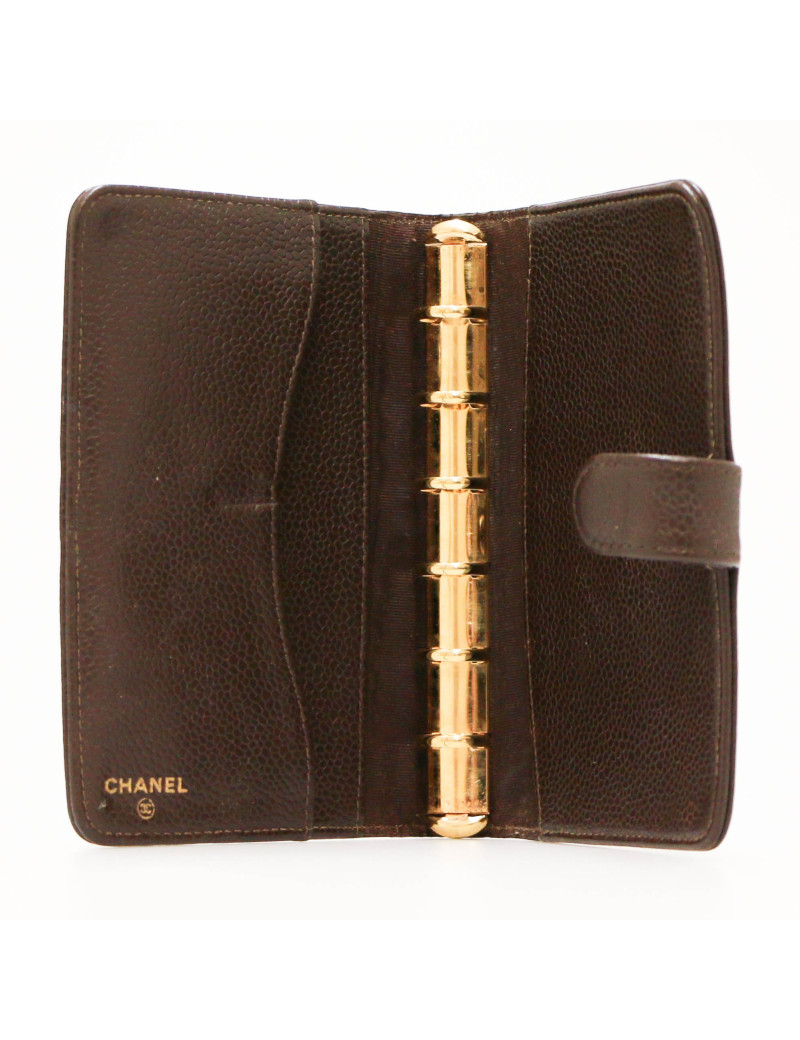 Porte agenda vintage CHANEL cuir marron
