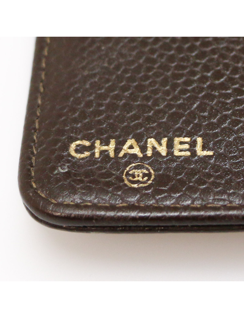 Porte agenda vintage CHANEL cuir marron