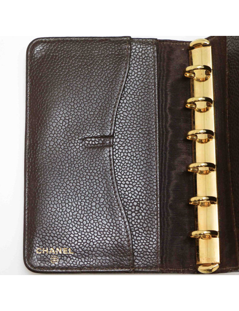 Porte agenda vintage CHANEL cuir marron