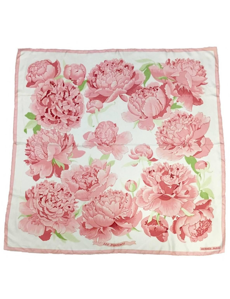 Grand carré en soie HERMES les pivoines