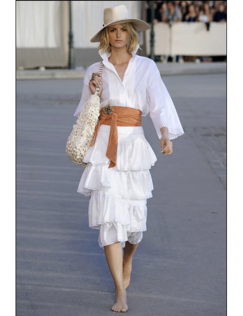 Large ceinture CHANEL veau velours corail