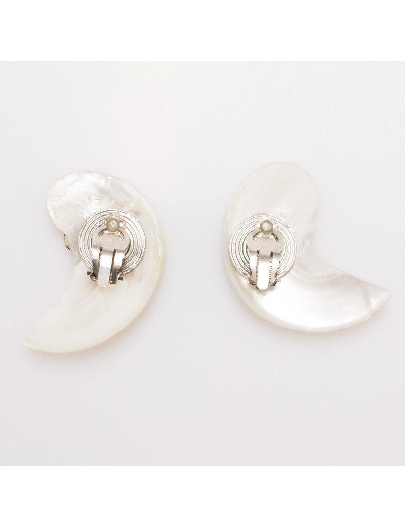 Boucles d'oreille nacre  corail et brillants