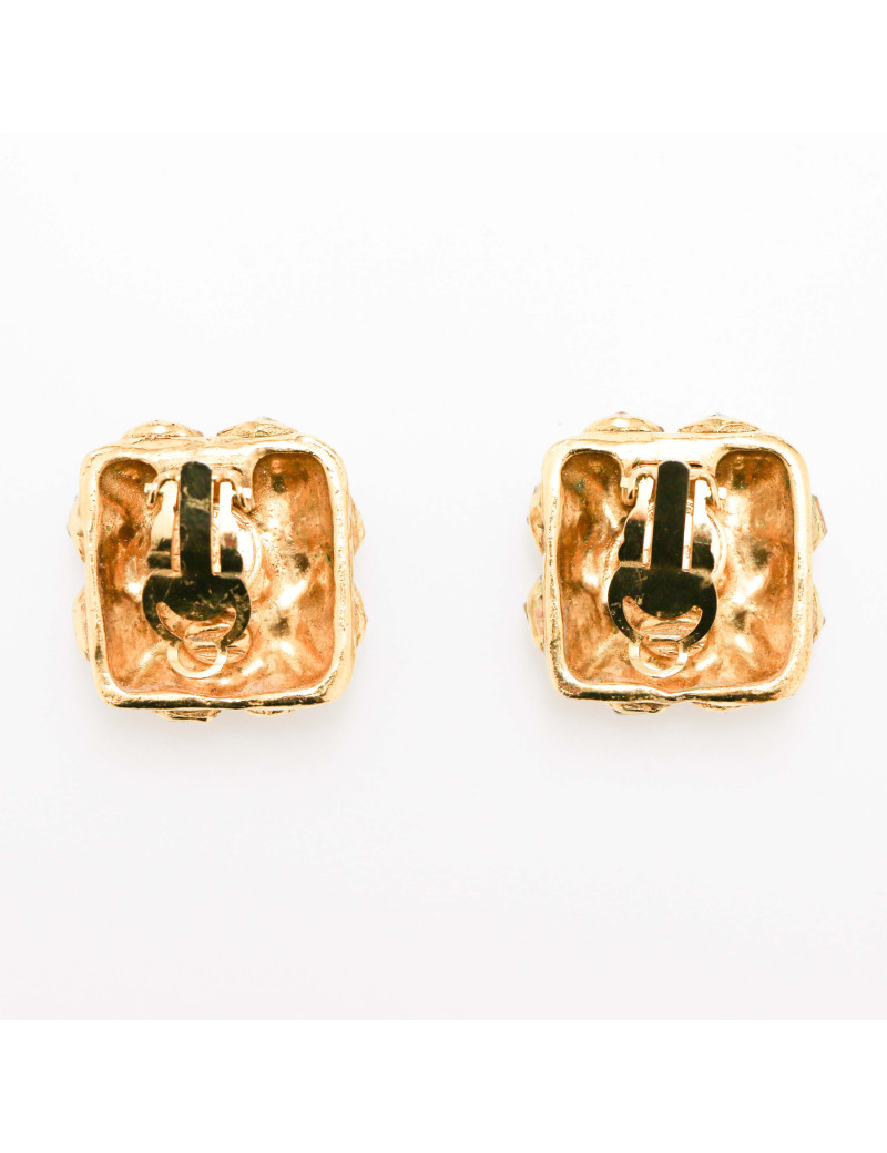 CHANEL vintage gold and rhinestones clip-on earrings