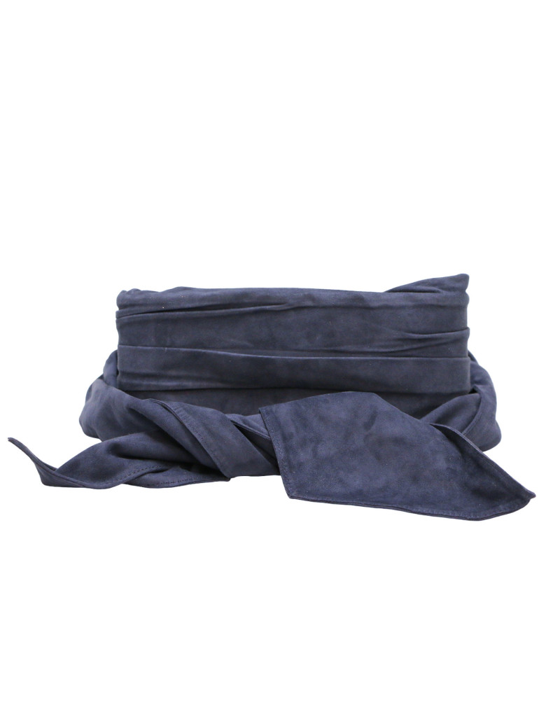 Large ceinture CHANEL veau velours bleu