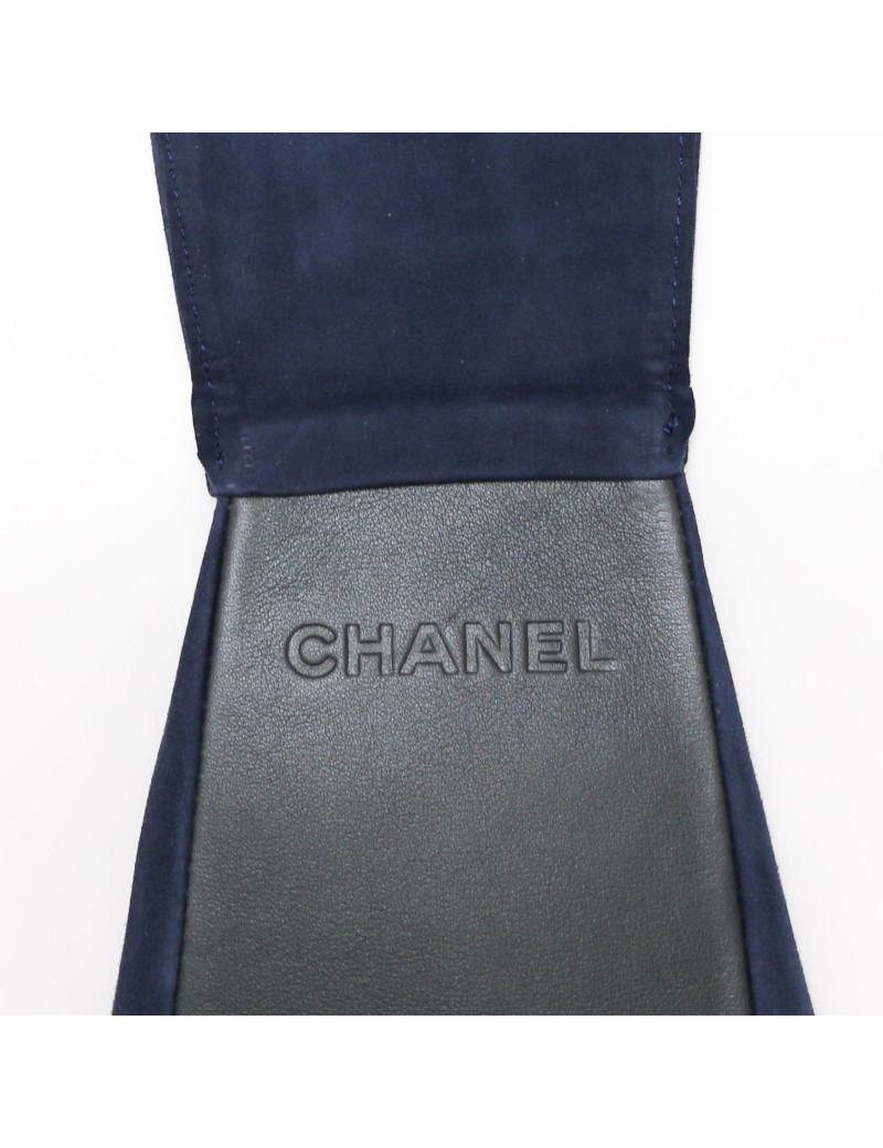 CHANEL blue suede calfskin wide belt