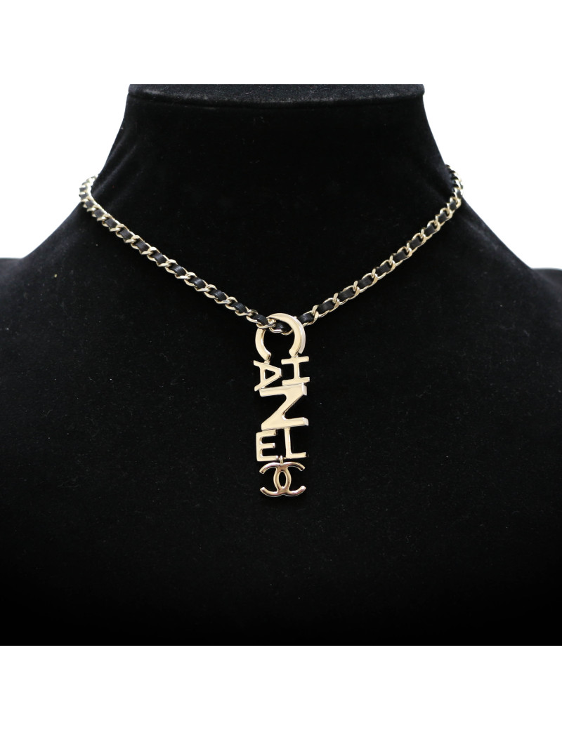 Collier CHANEL chaine entrelacée de cuir