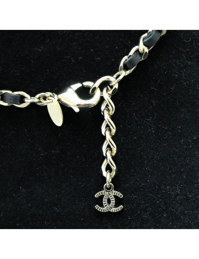 Collier CHANEL chaine entrelacée de cuir