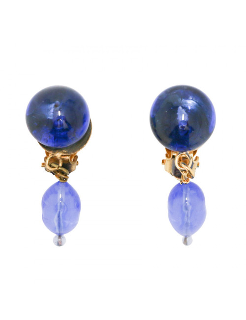 Clips d'oreille MARGUERITE DE VALOIS pâte de verre