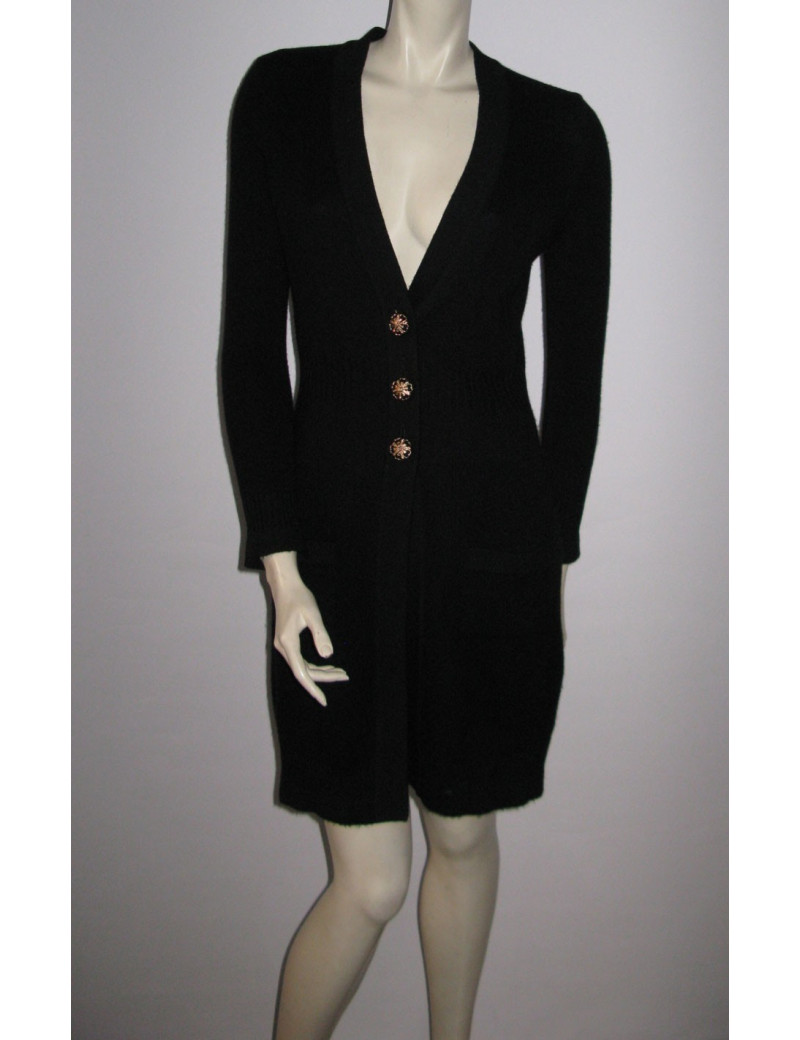 Gilet long CHANEL T36 cachemire noir