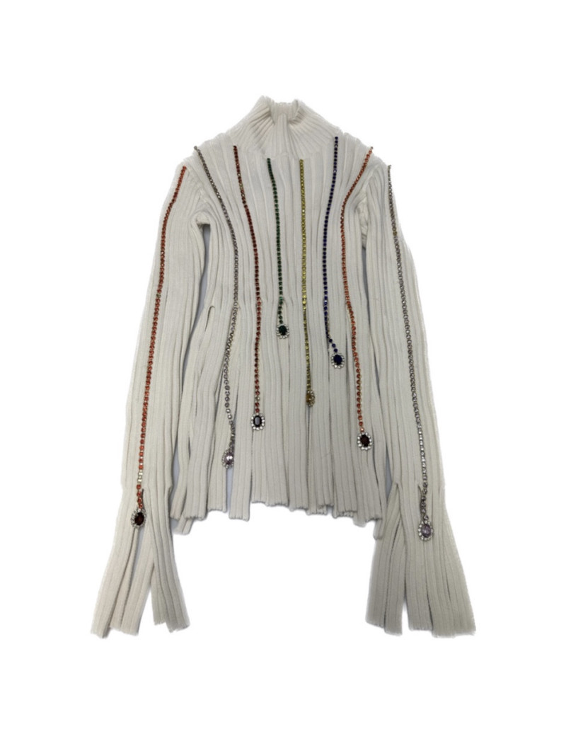 Pull AREA blanc strass multicolores