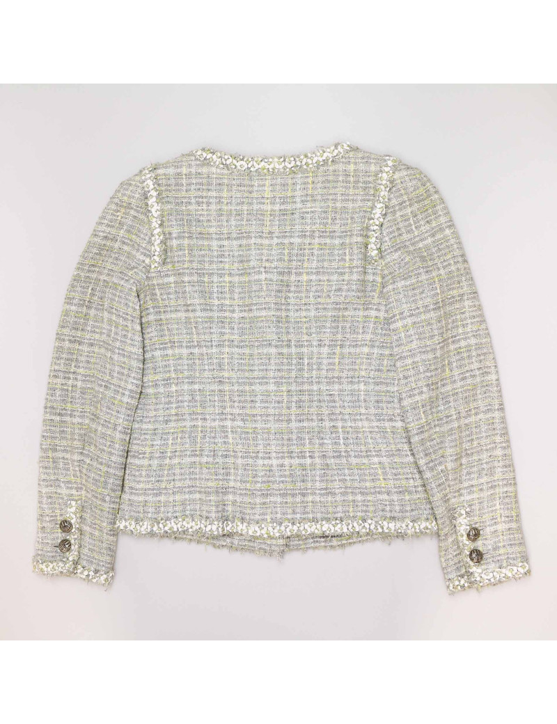 Veste CHANEL tweed vert et gris T38