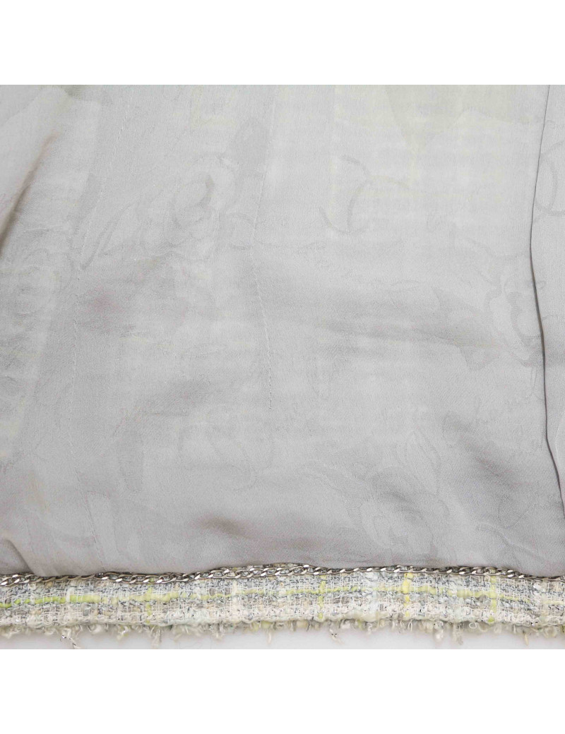 Veste CHANEL tweed vert et gris T38