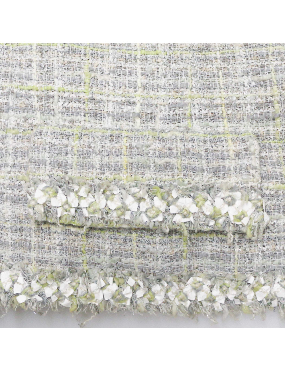 Veste CHANEL tweed vert et gris T38