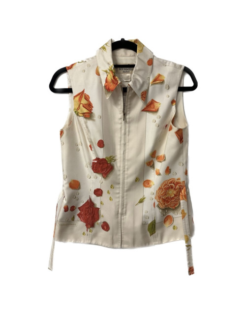 Gilet T 34 HERMES soie  Vintage