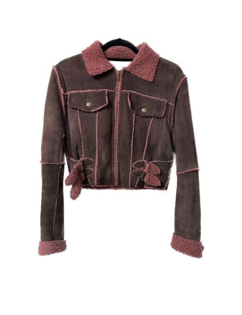 Blouson CHRISTIAN DIOR peau retournée framboise