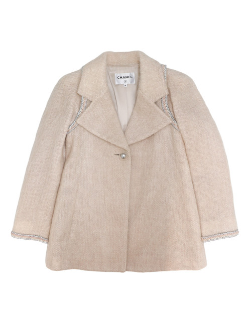 Manteau CHANEL t38 mohair rose pale