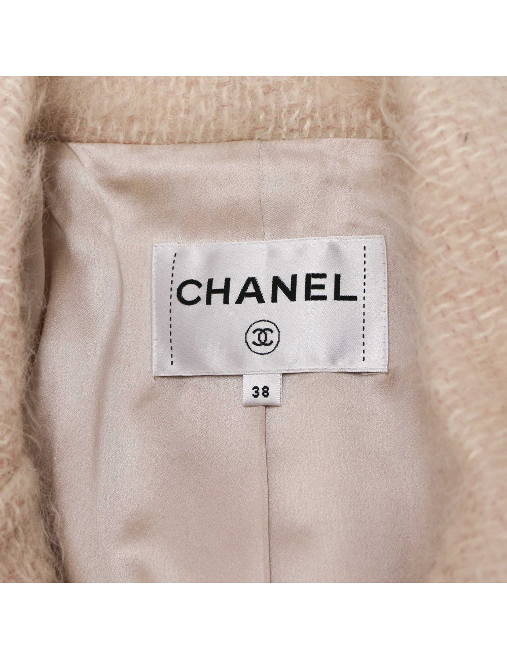 Manteau CHANEL t38 mohair rose pale