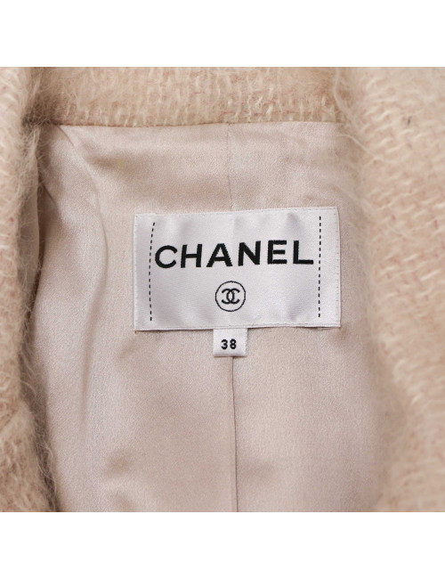 Manteau CHANEL t38 mohair rose pale