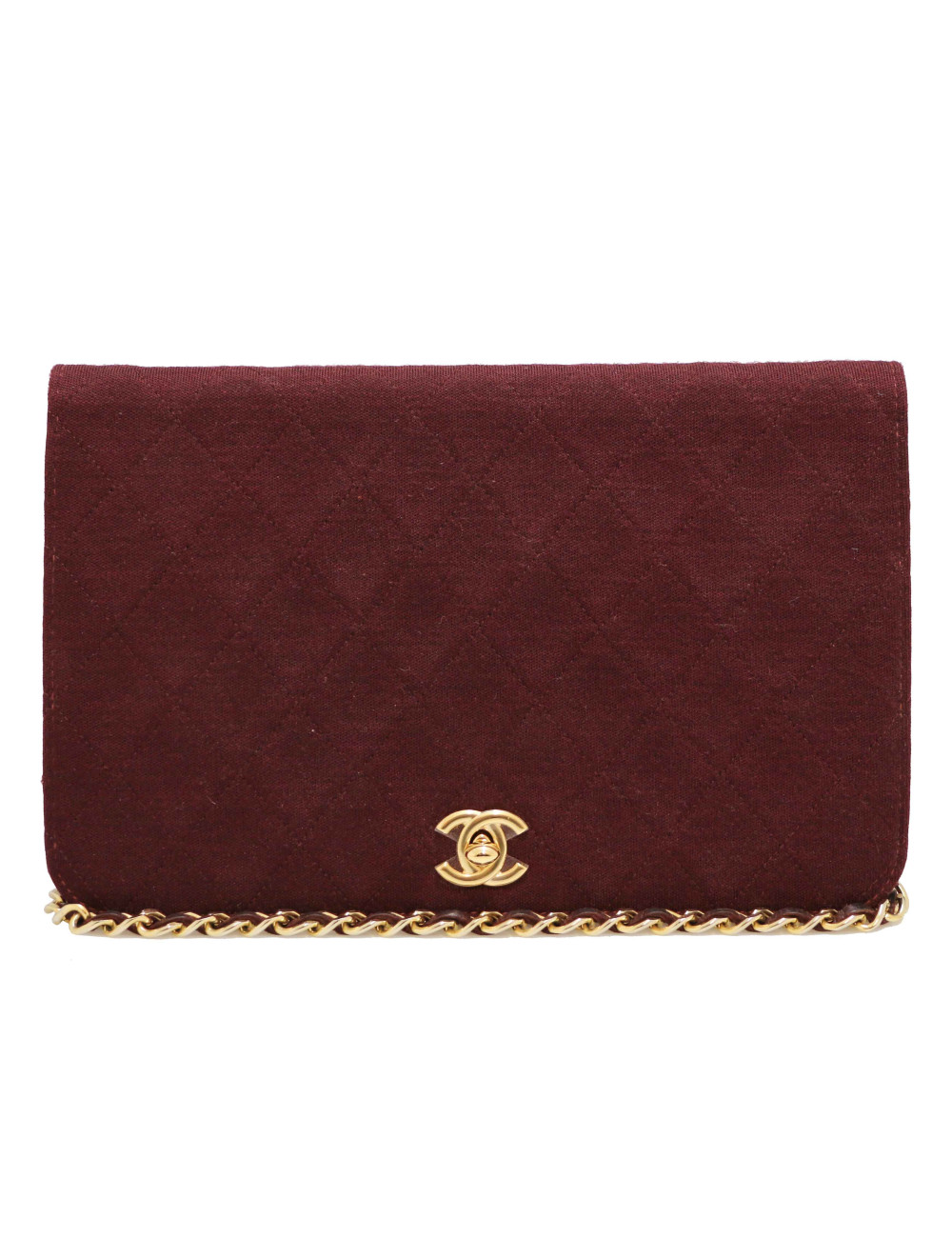 Sac CHANEL jersey bordeaux Vintage