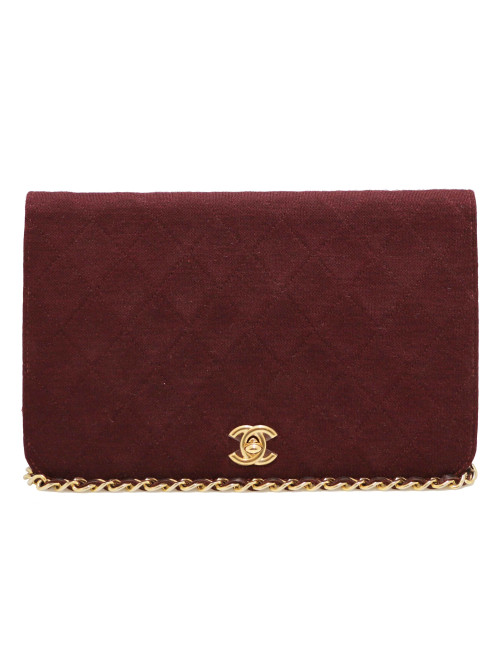 Sac CHANEL jersey bordeaux Vintage