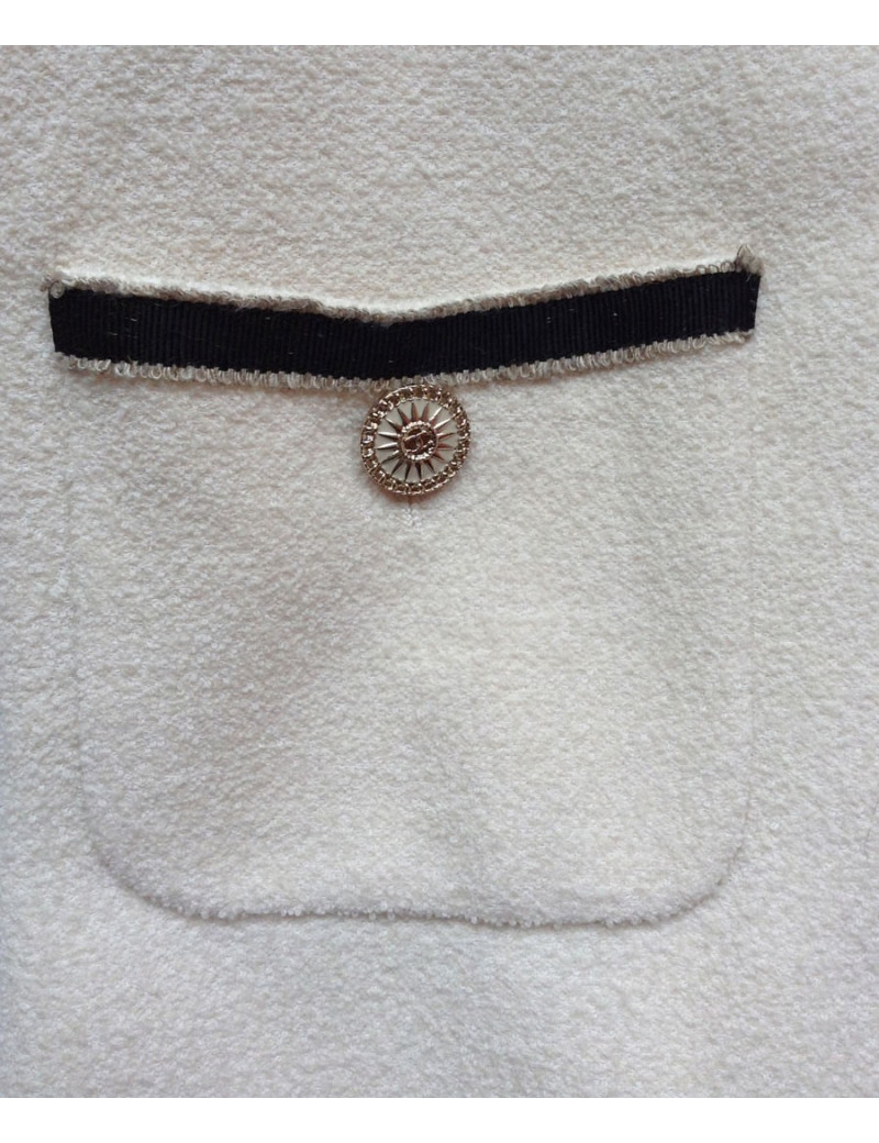 Veste CHANEL col officier écru T36Fr