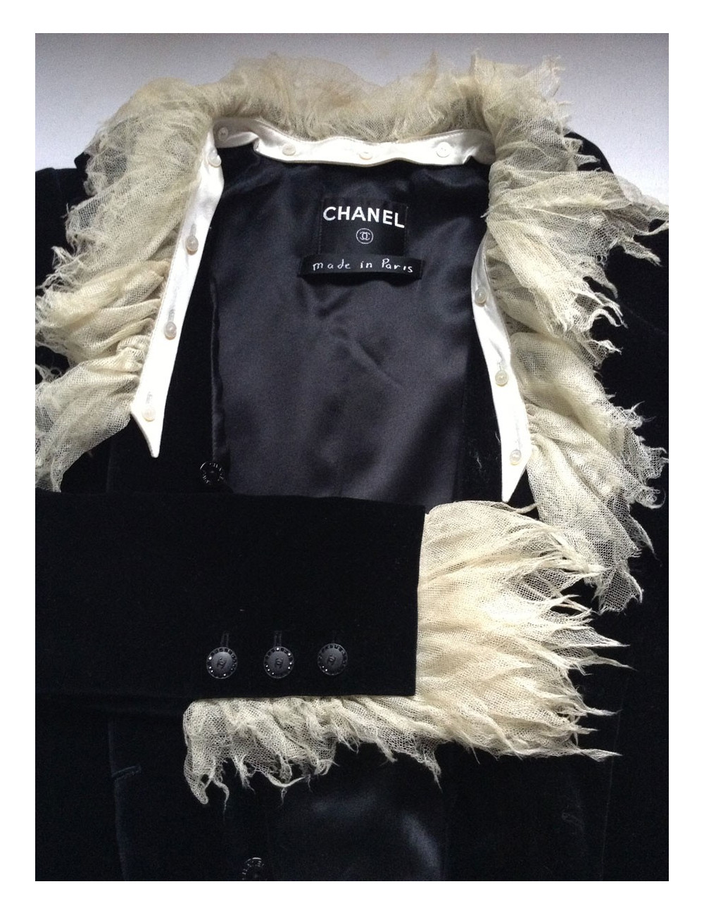 veste CHANEL T 36 velours noir