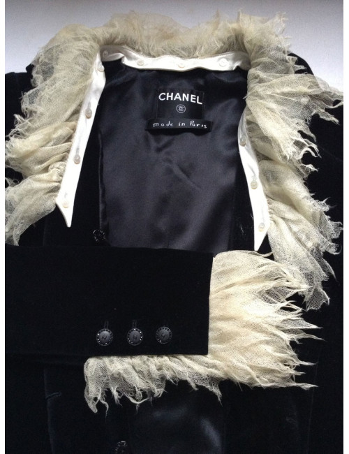 veste CHANEL T 36 velours noir