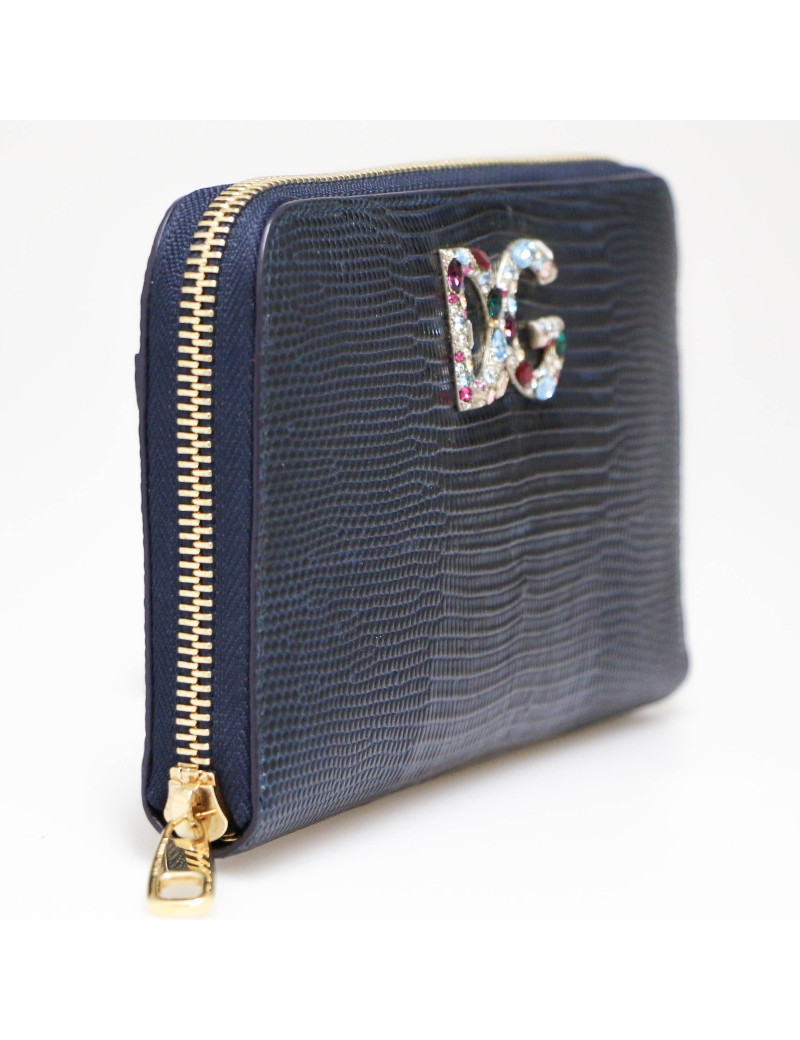 DOLCE & GABBANA Compagnon blue lezard style leather