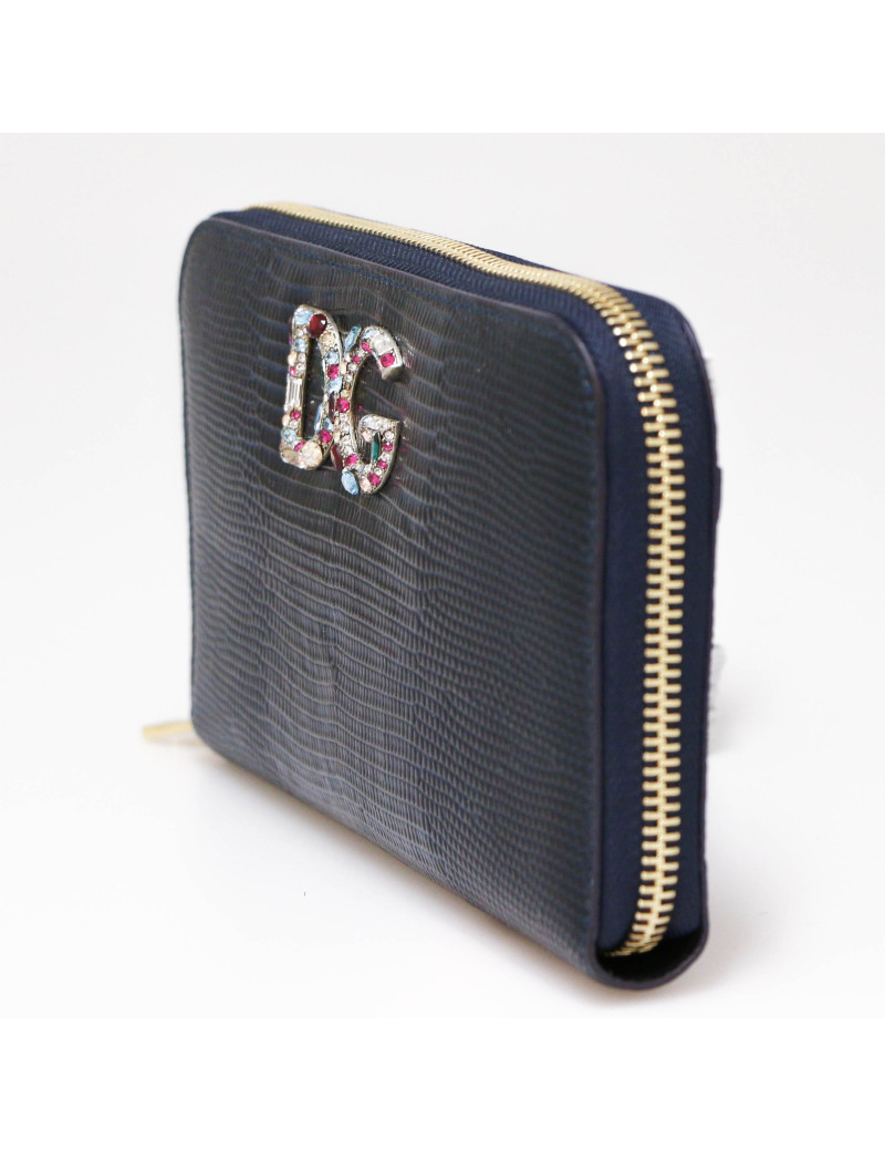 DOLCE & GABBANA Compagnon blue lezard style leather