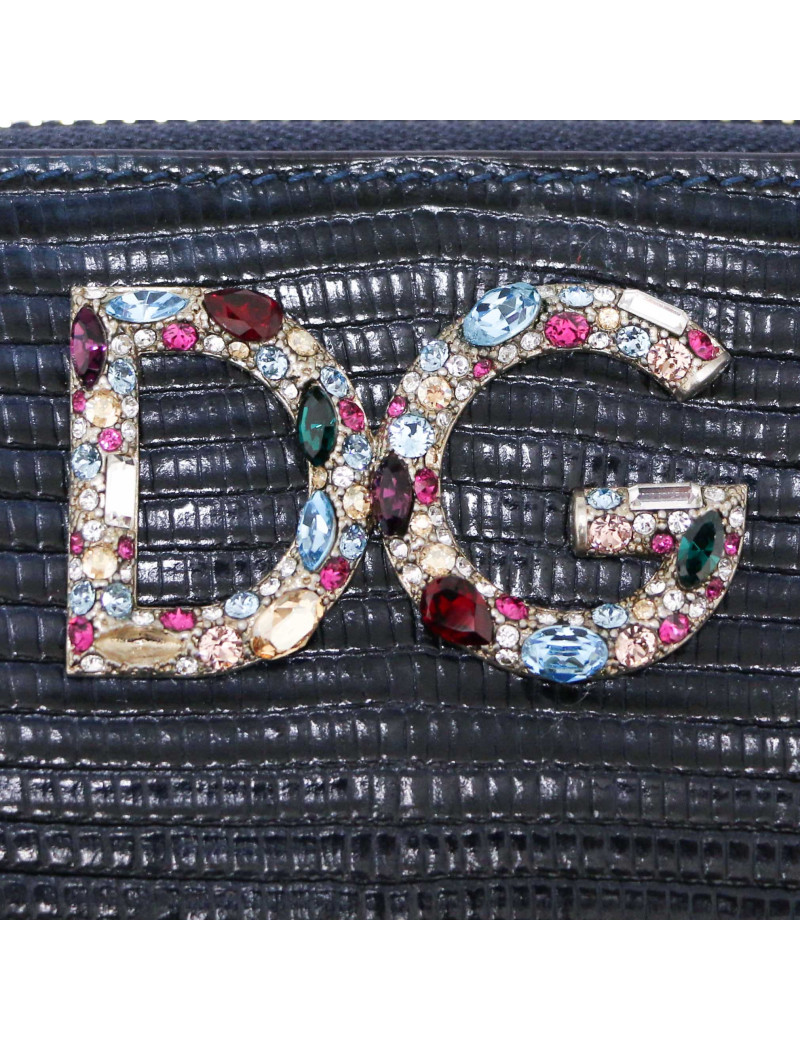 DOLCE & GABBANA Compagnon blue lezard style leather