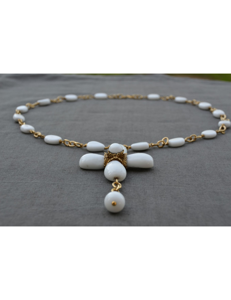 Collier Croix blanc Marguerite de Valois