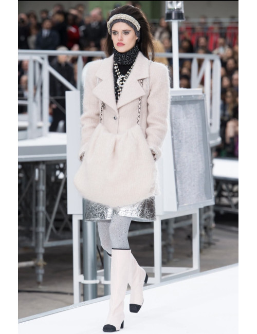 Manteau CHANEL t38 mohair rose pale