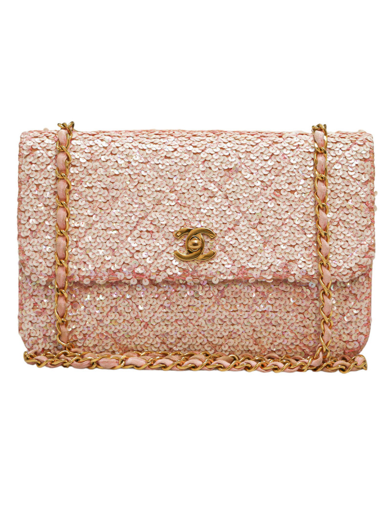 Sac à main CHANEL sequins rose