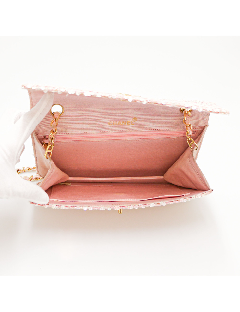 Sac à main CHANEL sequins rose