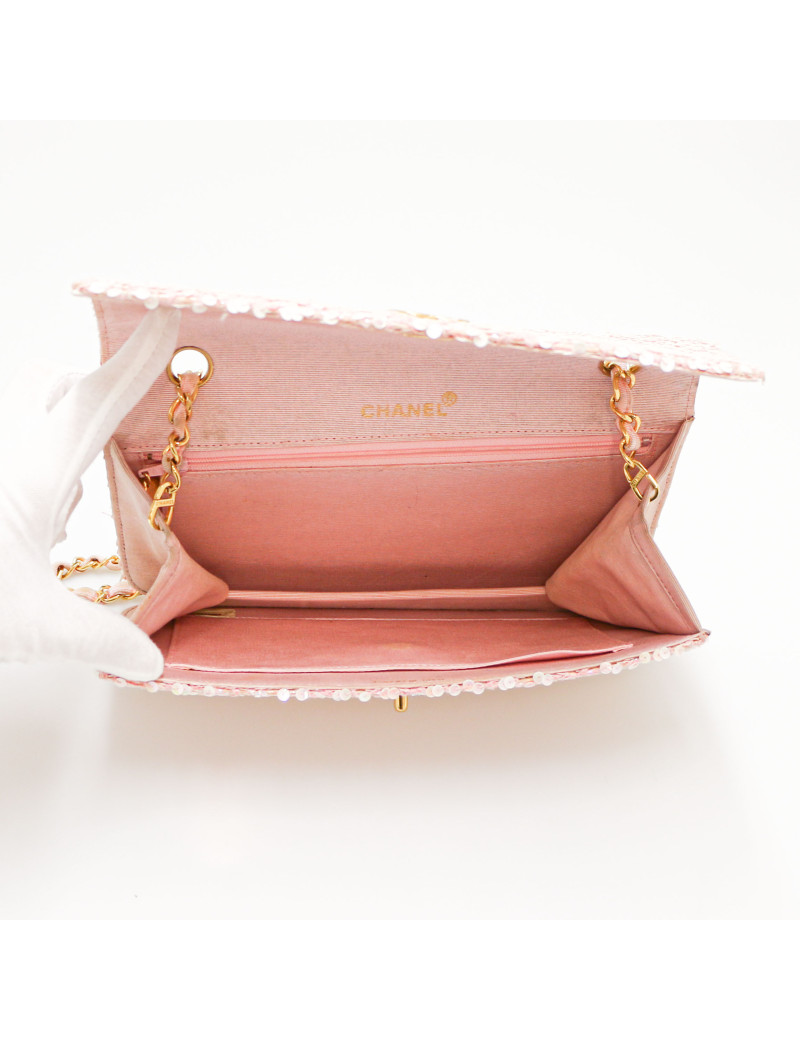 Sac à main CHANEL sequins rose
