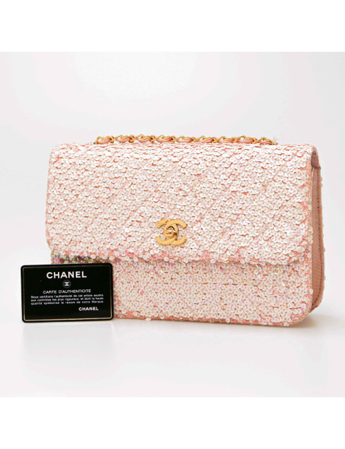 Sac à main CHANEL sequins rose