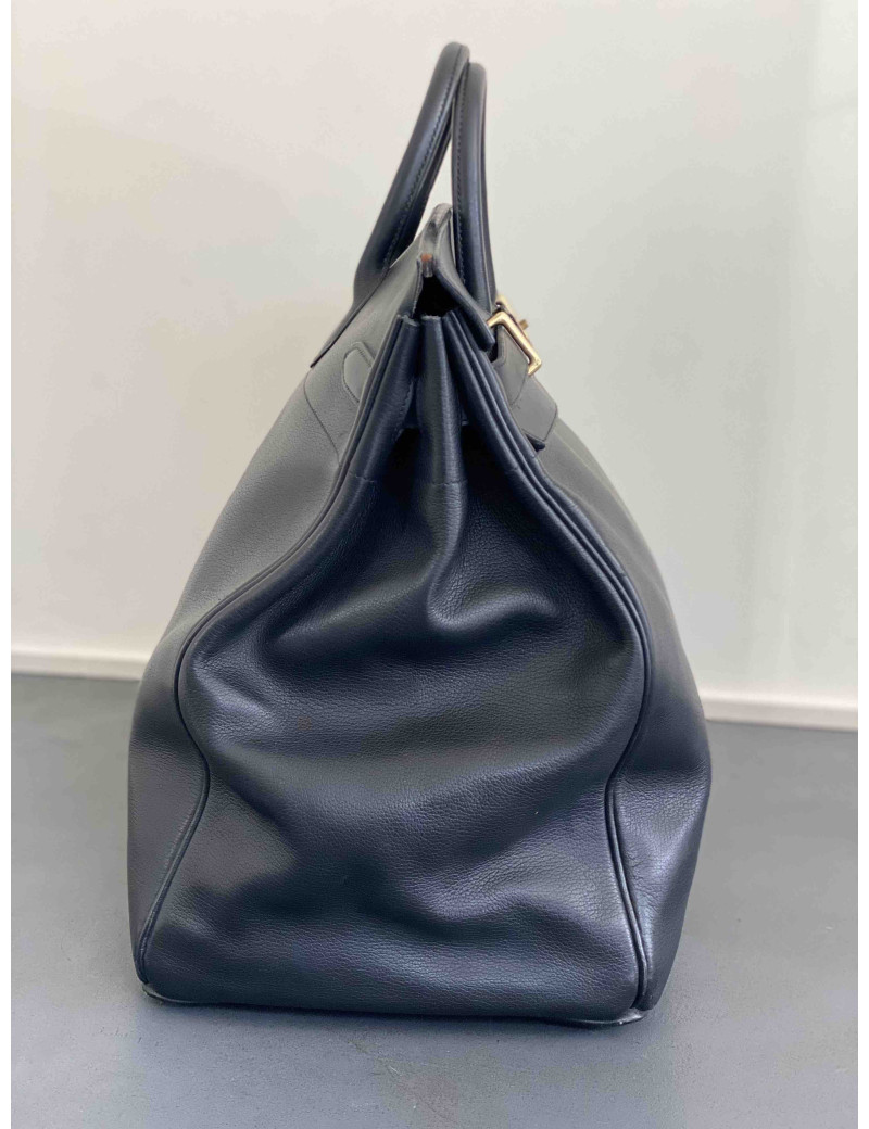 HERMES Haut à courroies brown grained leather