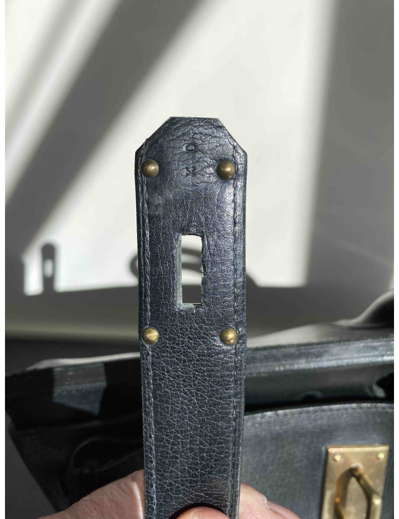 Haut à courroies HERMES cuir grainé marron