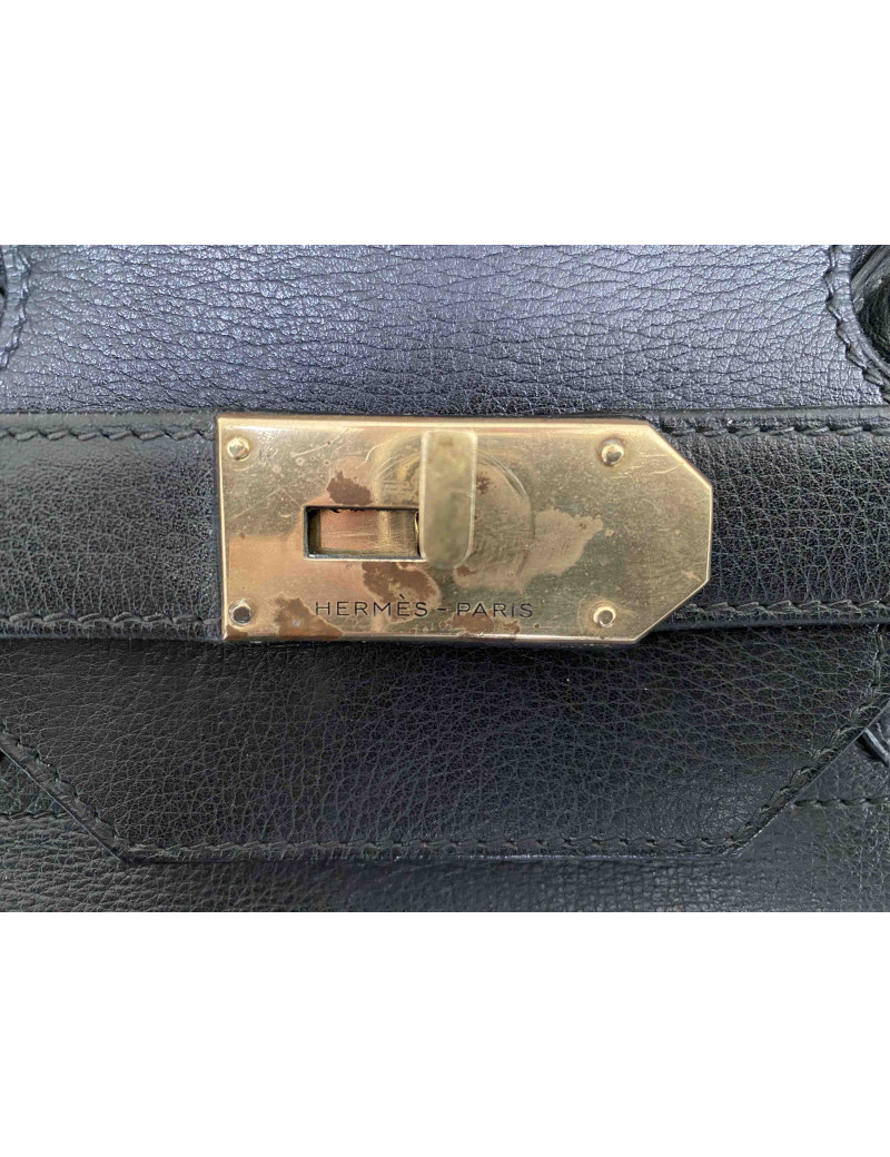 Haut à courroies HERMES cuir grainé marron