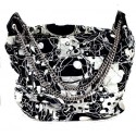 CHANEL bag in silk, printed black grey and white