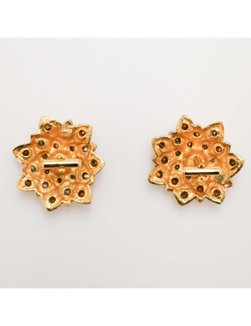 LORENZ vintage gold and rhinestone-paved cufflinks